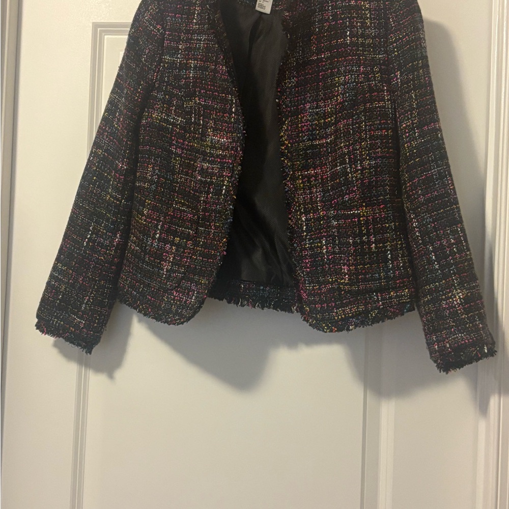 H&M Women's Black Multicolor Tweed Blazer
